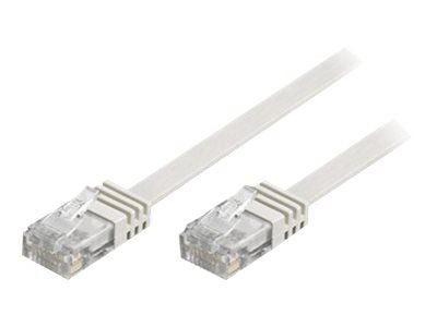 DELTACO TP-67V-FL - Liitäntäkaapeli - RJ-45 (uros) RJ-45 (uros) - 7 m - UTP - CAT 5e - muotoiltu, litteä - valkoinen - valkoinen