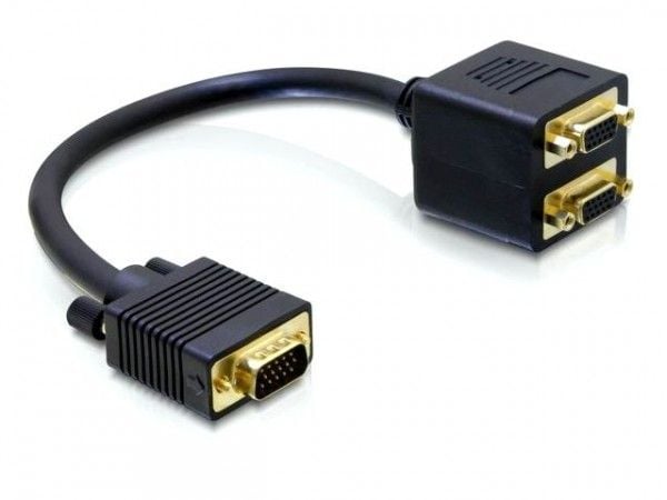 Delock - VGA-adapter - HD-15 (VGA) (hann) til HD-15 (VGA) (hunn) - 20 cm