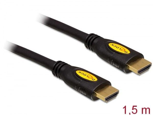 Delock High Speed - HDMI-kabel med Ethernet - HDMI hann til HDMI hann - 1.5 m - svart