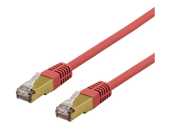 DELTACO - Koblingskabel - RJ-45 (hann) til RJ-45 (hann) - SFTP - CAT 6a - halogenfri, formstøpt - rød