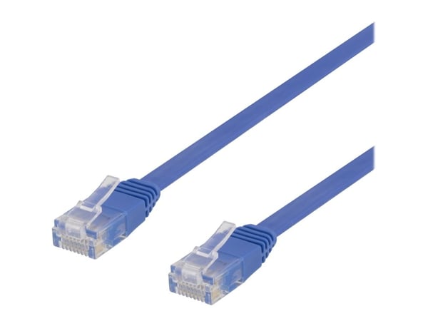 DELTACO TP-610B-FL - Liitäntäkaapeli - RJ-45 (uros) RJ-45 (uros) - 10 m - UTP - CAT 6 - litteä - sininen