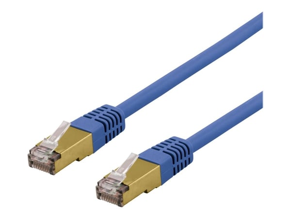 DELTACO SFTP-60BAH - Patch-kaapeli - RJ-45 (uros) - RJ-45 (uros) - 50 cm - SFTP - CAT 6a - halogeeniton, muotoiltu - sininen
