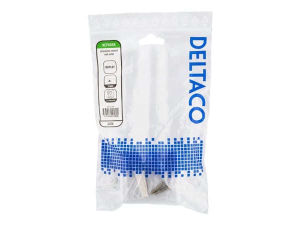 DELTACO VR-219 - Pinta-asennusliitin - pinta-asennettava - CAT 6 - UTP - RJ-45 X 2 - valkoinen