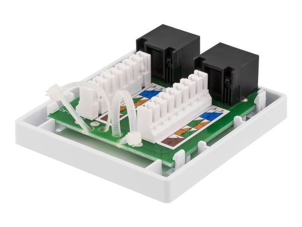 DELTACO VR-219 - Pinta-asennusliitin - pinta-asennettava - CAT 6 - UTP - RJ-45 X 2 - valkoinen