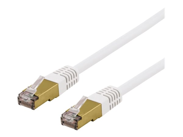 Deltaco S/FTP Cat6a laitekaapeli, Delta-sert., LSZH, 5m, valkoinen, 5 m, Cat6a, S/FTP (S-STP), RJ-45, RJ-45, Valkoinen