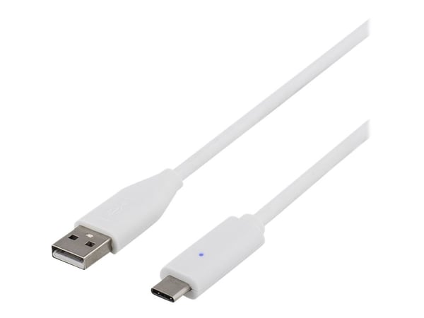 Deltaco USBC-1008, 0,5 m, USB C, USB A, USB 2.0, Valkoinen