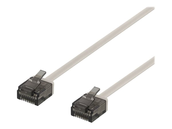 DELTACO - Koblingskabel - RJ-45 (hann) til RJ-45 (hann) - 30 cm - UTP - CAT 6a - halogenfri, formstøpt, flat - grå