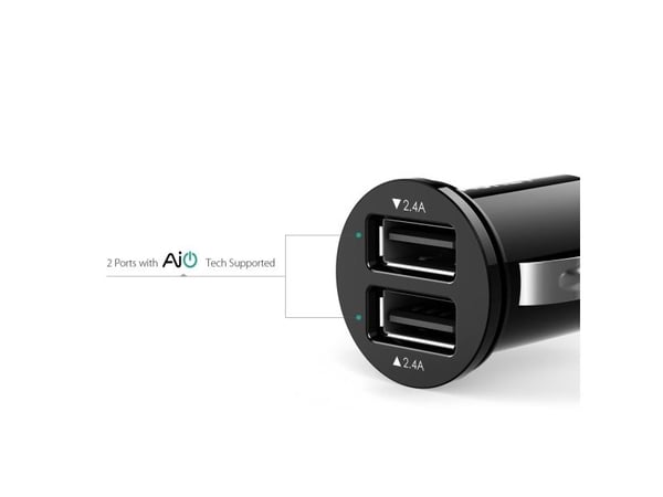 Aukey CC-S1 - Bilstrømadapter - 24 watt - 4.8 A - AiPower - 2 utgangskontakter (USB)