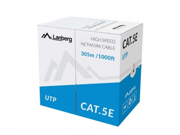 Lanberg - Samlet kabel - foliebelagt uskjermet tvinnet kabelpar (F/UTP) - CAT 5e - flertrådet - grå, RAL 7035