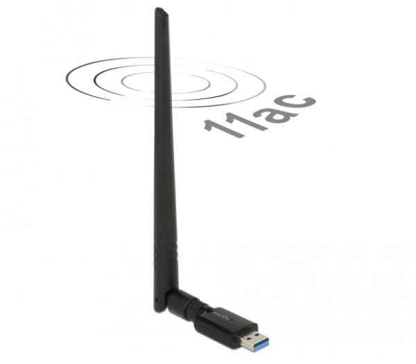 Delock USB 3.0 Dual Band WLAN ac/a/b/g/n Stick - Nettverksadapter - USB 3.0 - Wi-Fi 5 - svart