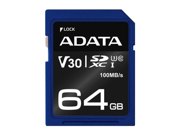 ADATA Premier Pro - Flashminnekort - 64 GB - Video Class V30 / UHS-I U3 / Class10 - SDXC UHS-I