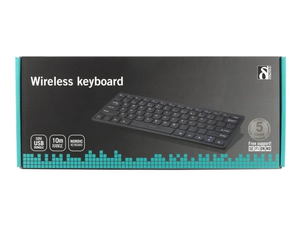 DELTACO TB-632 mini - Tastatur - trådløs - Nordisk - svart