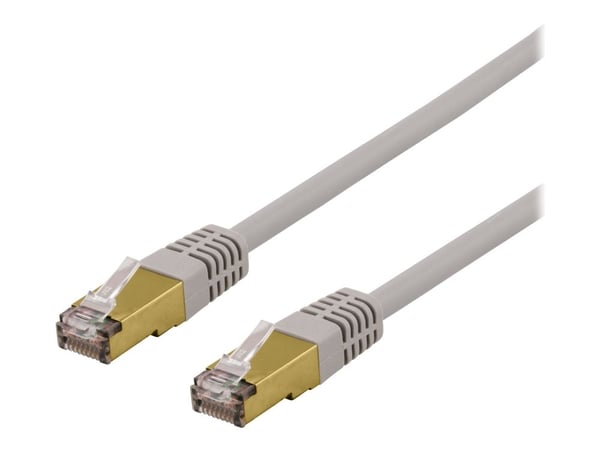 DELTACO - Patch -kaapeli - RJ-45 (uros) - RJ-45 (uros) - 50 cm - SFTP - CAT 6a - halogeeniton, muotoiltu - harmaa