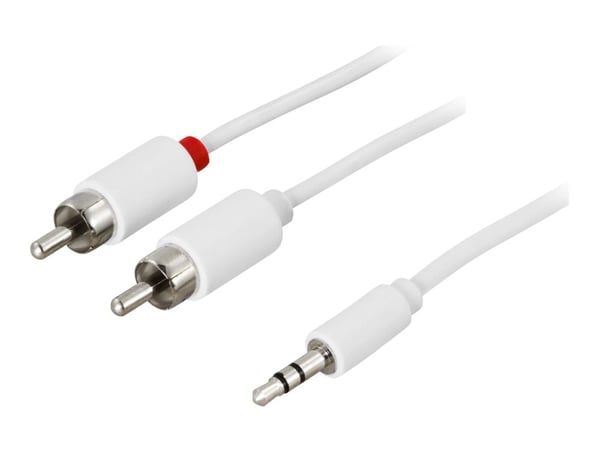DELTACO - Lydkabel - RCA hann til mini-phone stereo 3.5 mm hann - 2 m - hvit