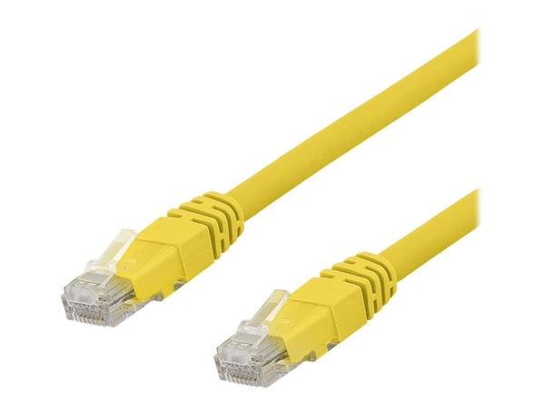 DELTACO - Koppeledning - RJ-45 (hann) til RJ-45 (hann) - 50 cm - UTP - CAT 6a - halogenfri, formet - gul