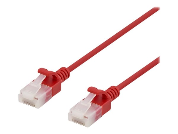 DELTACO - Koblingskabel - RJ-45 (hann) til RJ-45 (hann) - 50 cm - UTP - CAT 6a - halogenfri, formstøpt, uten hindringer - rød