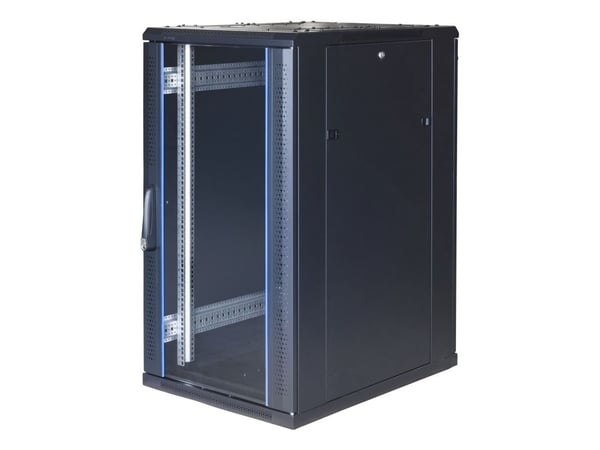 19" koblingsskap TOTEN, System G, 22U, 600x800, glassdører, bakre perforerte dører, opptil 800 kg, svart / G6.6822.9801 / 19-G6822GP