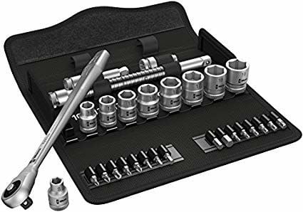 Wera 8100 SB 7, Hylsyavainsarja, Musta, Kromi, CE, Hylsyavaimen kahva, 1 kpl, 3/8"