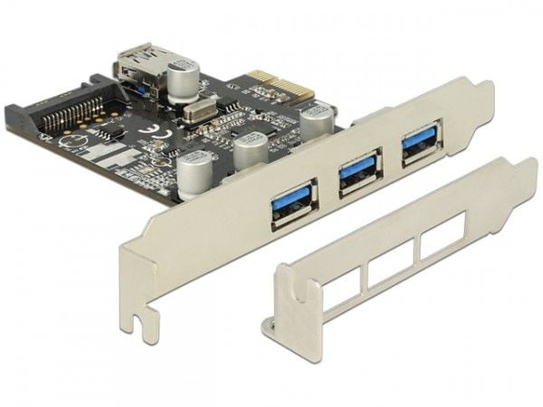 DeLOCK PCI Express-kort -> 3 x eksternt + 1 x intern USB 3.0 Delock PCI Express-kortet utvider din PC med tre eksterne USB 3.0-porter og en intern ...