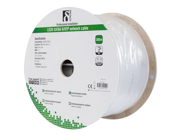 DELTACO - Bulkkabel - 305 m - UTP - CAT 6a - solid - vit
