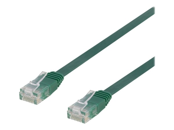 DELTACO - Koblingskabel - RJ-45 (hann) til RJ-45 (hann) - 1 m - UTP - CAT 6 - flat - grønn
