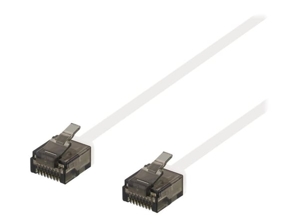 DELTACO - Koblingskabel - RJ-45 (hann) til RJ-45 (hann) - 1 m - UTP - CAT 6a - halogenfri, formstøpt, flat - hvit