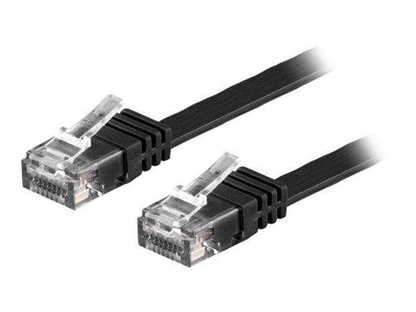 DELTACO TP-65S-FL - Koblingskabel - RJ-45 (hann) til RJ-45 (hann) - 5 m - UTP - CAT 6 - formstøpt, flat - svart