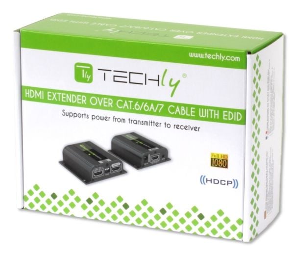 Techly IDATA EXT-E70POED, 1920 x 1080 piksler, AV-sender og -mottaker, 40 m, Koblet med ledninger (ikke trådløs), 3D, HDCP