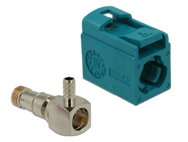 Delock FAKRA Z jack 90° for crimping - Modulinnlegg - FAKRA Z - RAL 5021, vannblå