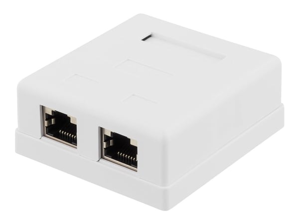 DELTACO VR-218 - Pinta-asennusliitin - pinta-asennettava - CAT 6 - FTP - RJ-45 X 2 - valkoinen