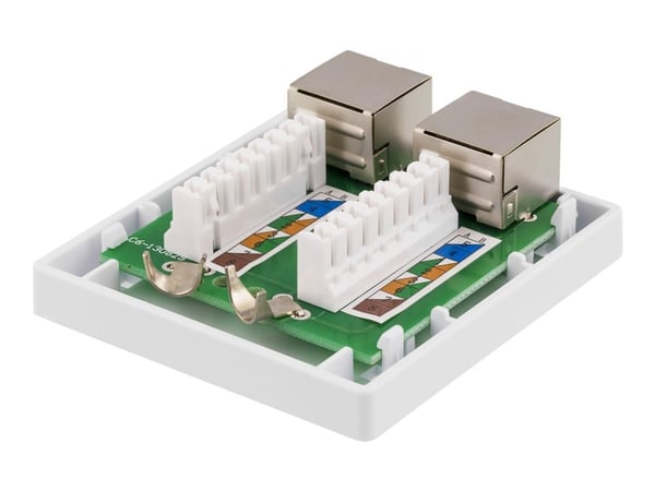 DELTACO VR-218 - Pinta-asennusliitin - pinta-asennettava - CAT 6 - FTP - RJ-45 X 2 - valkoinen