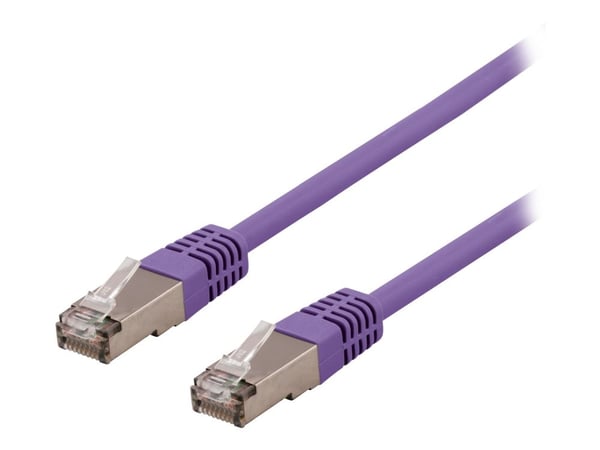 DELTACO STP-603PAU - Koppeledning - RJ-45 (hann) til RJ-45 (hann) - 30 cm - U/FTP - CAT 6a - halogenfri, formet - lilla