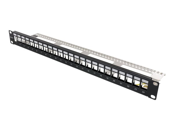 DELTACO PAN-214 - Patchpanel - rackmonterbar - svart - 1U - 19" - 24 portar