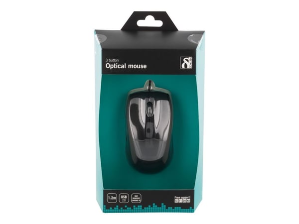 DELTACO MS-711 - Mus - optisk - 3 knapper - kablet - USB 2.0 - svart