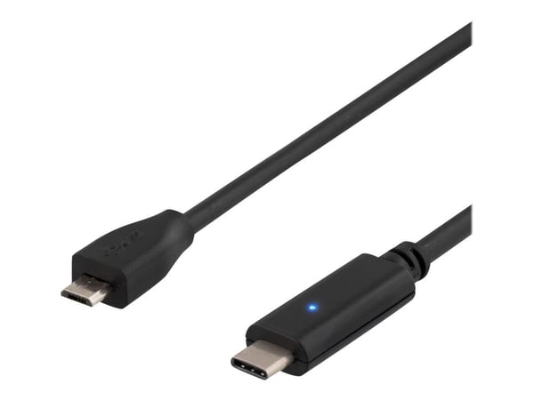 DELTACO USBC-1023 - USB-kabel - USB-C (hann) til Micro-USB type B (hann) - USB 2.0 - 50 cm - reversibel C-kontakt - svart