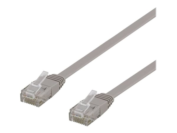 DELTACO - Koblingskabel - RJ-45 (hann) til RJ-45 (hann) - 30 cm - UTP - CAT 6a - flat - grå