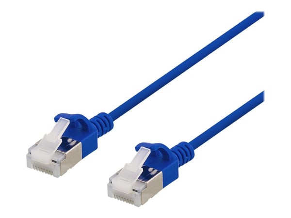 DELTACO - Koblingskabel - RJ-45 (hann) til RJ-45 (hann) - 1 m - U/FTP - CAT 6a - halogenfri, formstøpt, uten hindringer - blå