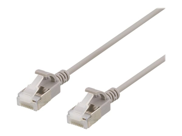 DELTACO - Koblingskabel - RJ-45 (hann) til RJ-45 (hann) - 2 m - U/FTP - CAT 6a - halogenfri, formstøpt, uten hindringer - grå