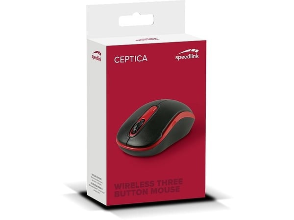 SPEEDLINK Ceptica, Molempikätinen, Optinen, Langaton RF, 1600 DPI, Musta, Punainen