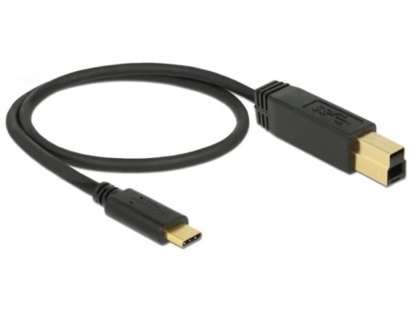 Delock - USB-kabel - USB-C (hann) til USB Type B (hann) - USB 3.1 Gen 2 - 3 A - 50 cm - svart