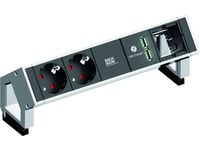 Bachmann DESK 2, 0,2 m, Alumiini, Musta, Valkoinen, 2 AC-pistorasia(a), 239,2 mm