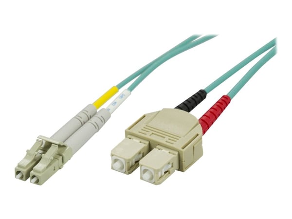 DELTACO - Nettverkskabel - LC multimodus (hann) til SC flermodus (hann) - 3 m - 3 m - fiberoptisk - 50 / 125 mikroner - OM3
