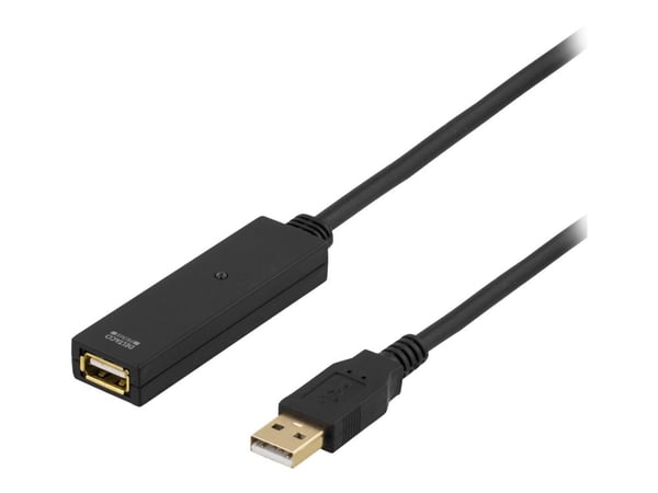 DELTACO USB2-EX20M - USB-förlängningskabel - USB (hane) till USB (hona) - USB 2.0 - 20 m - aktiv