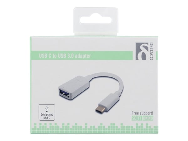 Deltaco USBC-1205, 0,15 m, USB C, Micro-USB A, Valkoinen