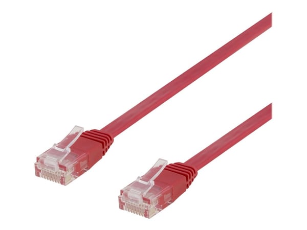 DELTACO - Koblingskabel - RJ-45 (hann) til RJ-45 (hann) - 1 m - UTP - CAT 6 - formstøpt, flat - rød