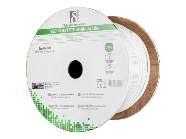 DELTACO TP-51C - Samlet kabel - 305 m - F/FTP - CAT 6a - halogenfri - hvit