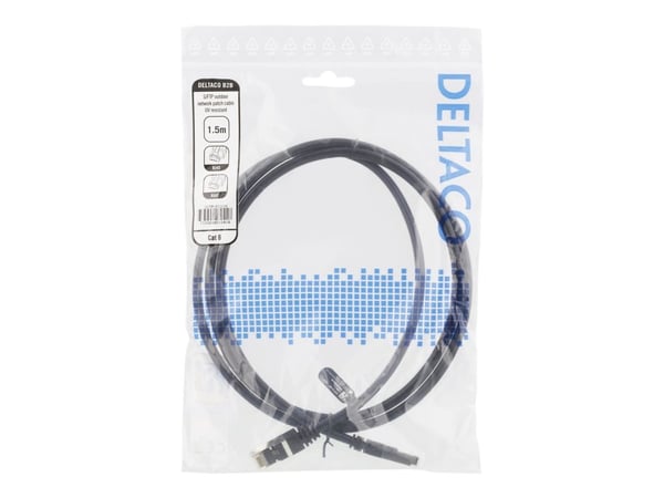 DELTACO - Koblingskabel - RJ-45 (hann) til RJ-45 (hann) - 1.5 m - SFTP - CAT 6 - formstøpt, innendørs/utendørs - svart