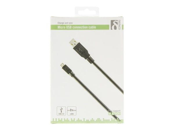 DELTACO - USB-kaapeli - Micro-USB tyyppi B (uros) - USB (uros) - 2 m - musta