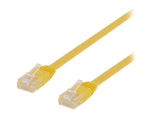 DELTACO - Koblingskabel - RJ-45 (hann) til RJ-45 (hann) - 3 m - UTP - CAT 6 - flat - gul