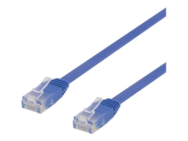 DELTACO TP-611B-FL - Liitäntäkaapeli - RJ-45 (uros) RJ-45 (uros) - 1,5 m - UTP - CAT 6 - litteä - sininen